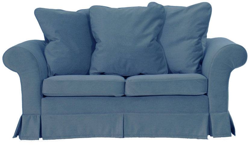 ESTELLA 140 - niebieska sofa dwuosobowa z funkcją spania, 1000541