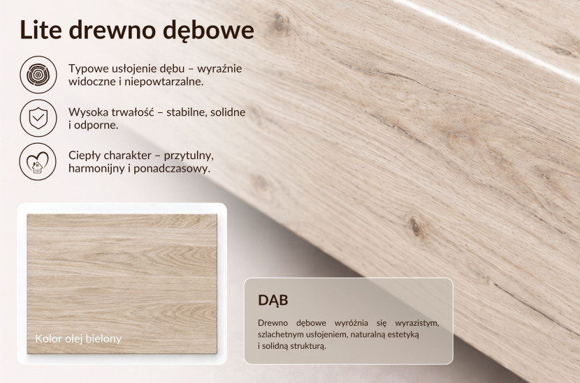 Łóżko lewitujące dębowe JAPANDIC / 180x200, olej bielony, 10006523