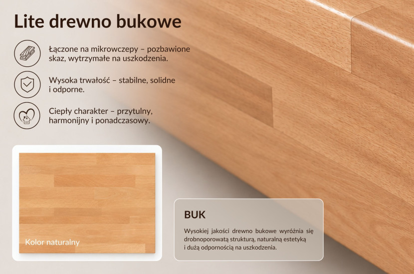 Łóżko lewitujące bukowe Visby LENA FLAT bez szafek / 180x200, naturalny, 10006641