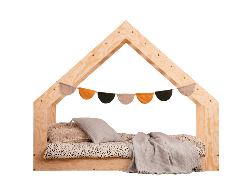 Łóżko pojedyncze drewniane MOON G  domek - SMARTWOOD®, 1000682