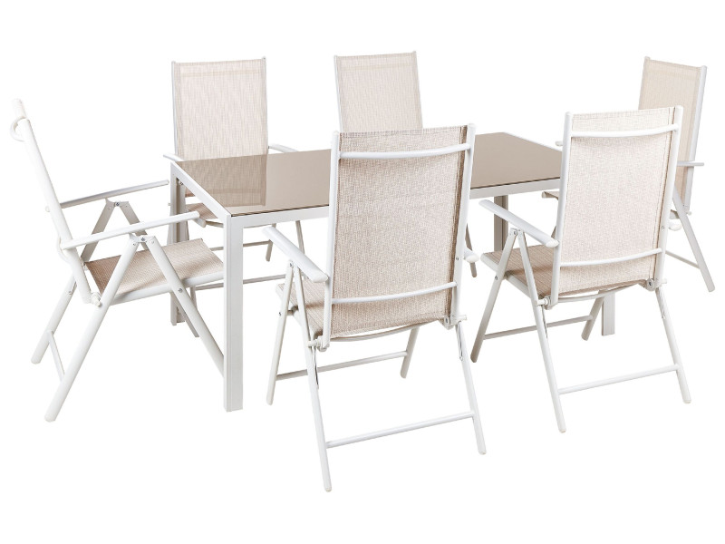 Zestaw ogrodowy stół 6 krzeseł beżowy, 1001077
