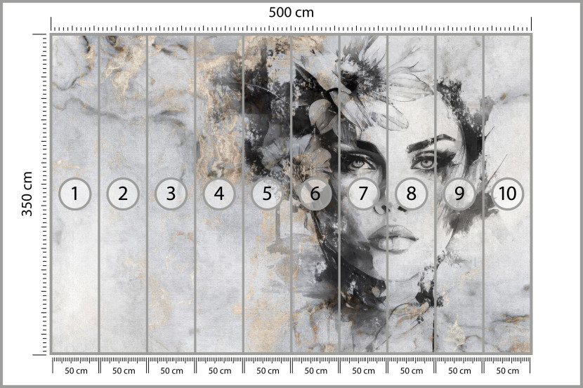 Fototapeta Portret Kobiety na Betonie do Salonu i Sypialni 500x350cm, 10039034