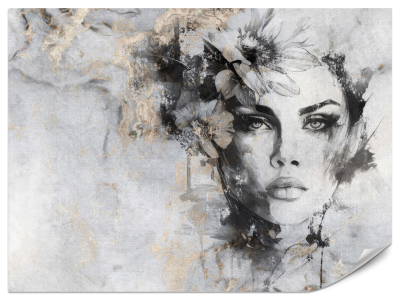 Fototapeta Portret Kobiety na Betonie do Salonu i Sypialni 100x70cm, 10039041