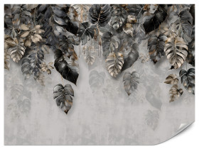 Fototapeta Liście Tropikalne na Betonie do Salonu i Sypialni 100x70cm