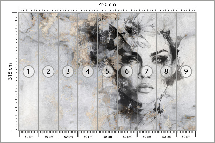Fototapeta Portret Kobiety na Betonie do Salonu i Sypialni 450x315cm, 10039238