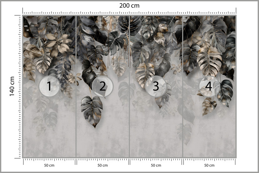 Fototapeta Liście Tropikalne na Betonie do Salonu i Sypialni 200x140cm, 10039283