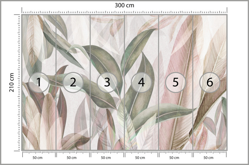 Fototapeta Pastelowe Liście do Salonu i Sypialni 300x210cm, 10040036