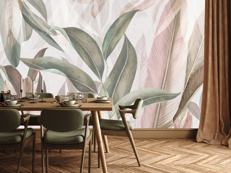 Fototapeta Pastelowe Liście do Salonu i Sypialni 350x256cm, 10040254
