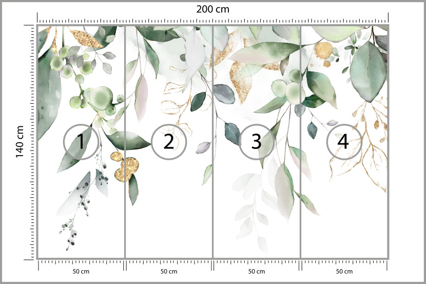 Fototapeta Akwarelowe Liście Eukaliptusa do Salonu i Sypialni 200x140cm, 10040883