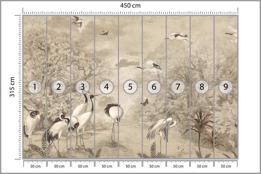 Fototapeta Żurawie Retro do Salonu i Sypialni 450x315cm, 10040968