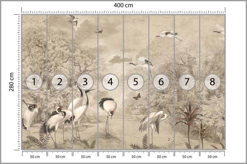 Fototapeta Żurawie Retro do Salonu i Sypialni 400x280cm, 10040982