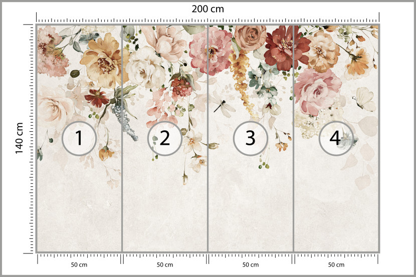Fototapeta Akwarelowe Kwiaty do Salonu 200x140cm, 10041040