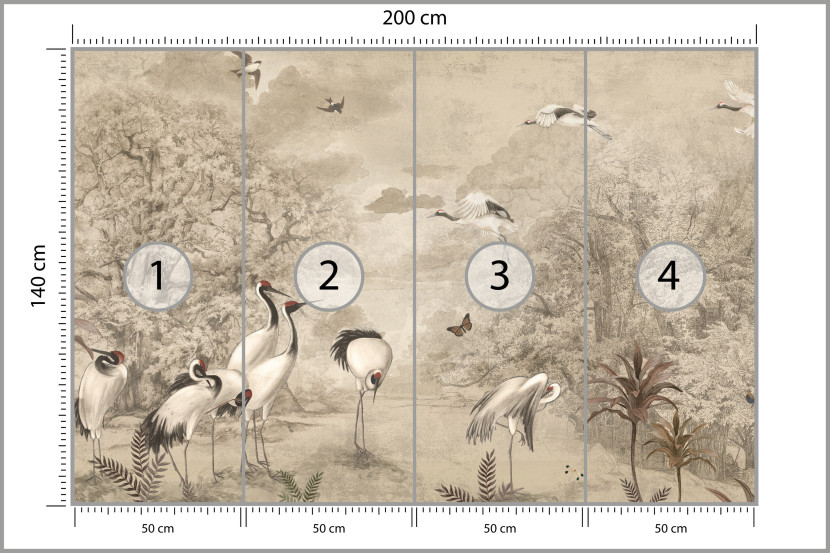 Fototapeta Żurawie Retro do Salonu i Sypialni 200x140cm, 10041087