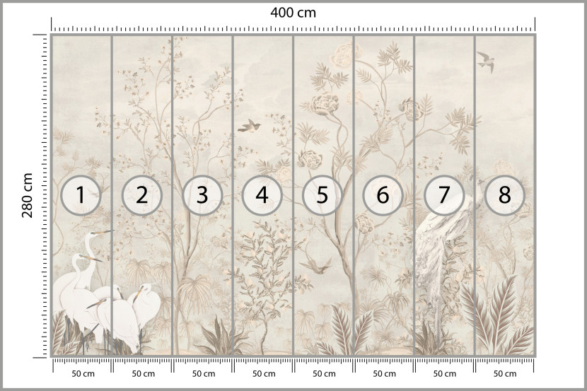 Fototapeta Białe Ptaki pośród Drzew do Salonu i Sypialni 400x280cm Boho, 10041307