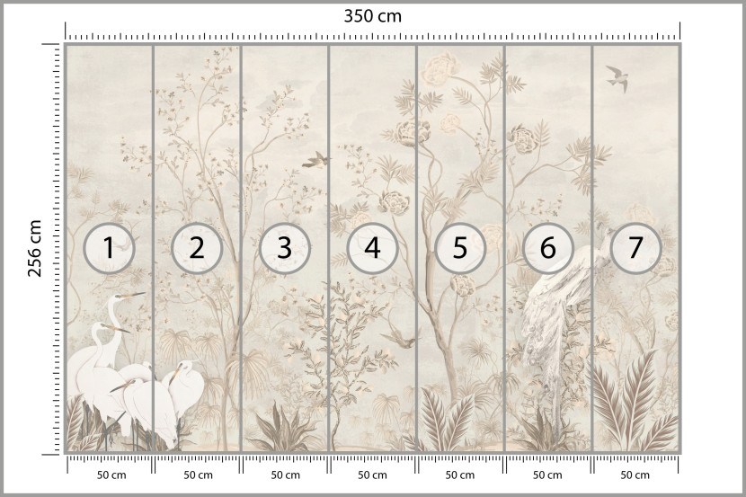 Fototapeta Białe Ptaki pośród Drzew do Salonu i Sypialni 350x256cm Boho, 10041559