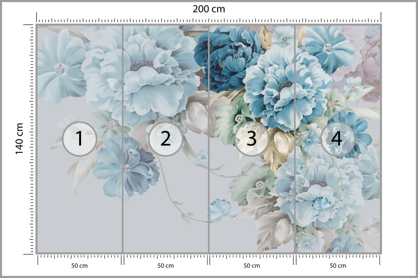 Fototapeta Niebieskie Peonie do Salonu i Sypialni 200x140cm, 10041624