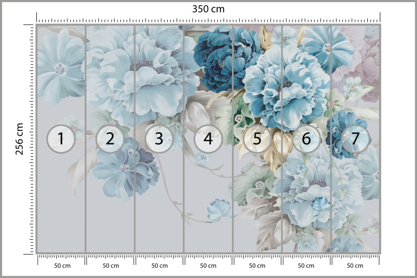 Fototapeta Niebieskie Peonie do Salonu i Sypialni 350x256cm, 10041846