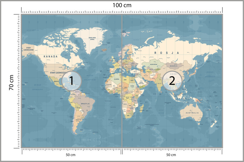 Fototapeta Mapa Świata po Polsku Dla Dzieci 100x70cm, 10042339