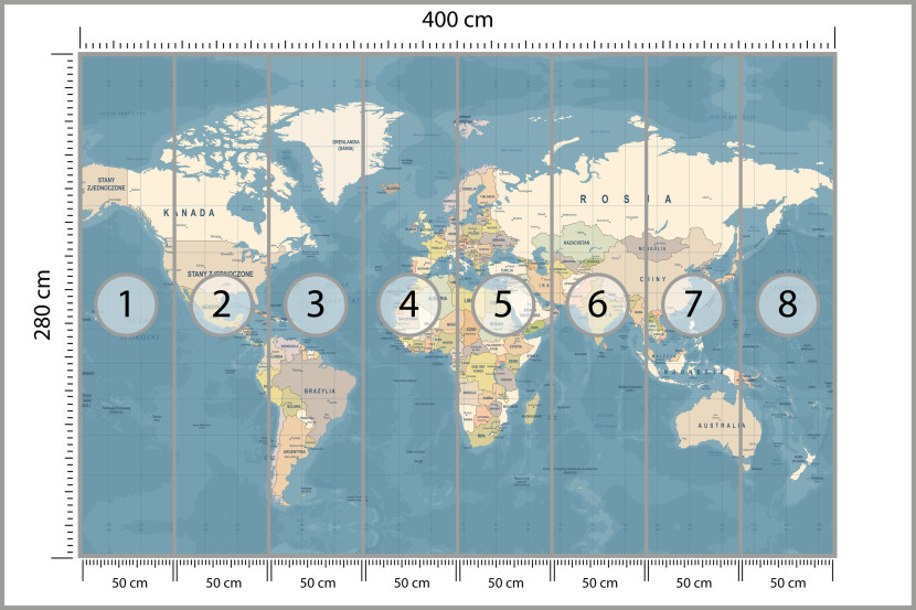 Fototapeta Mapa Świata po Polsku Dla Dzieci 400x280cm, 10042341