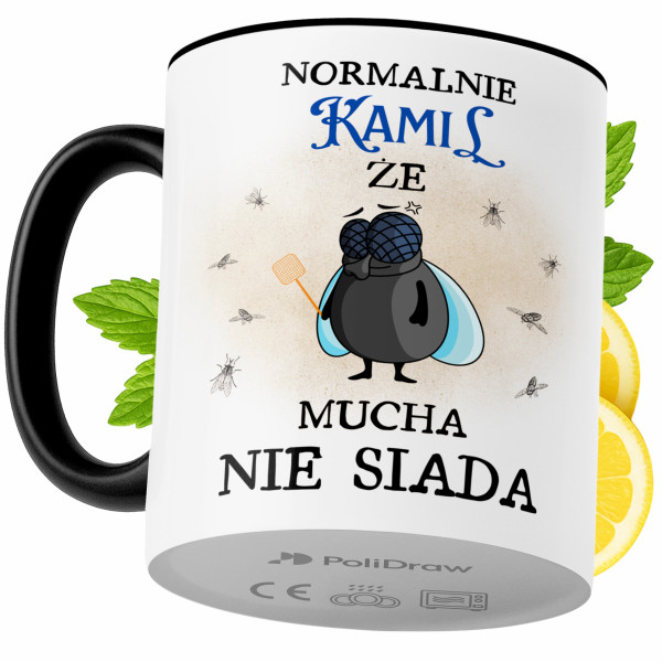 Kubek Dla Kamila na Prezent z Nadrukiem ze Zdjęciem 330 ml Czarny, 10045797