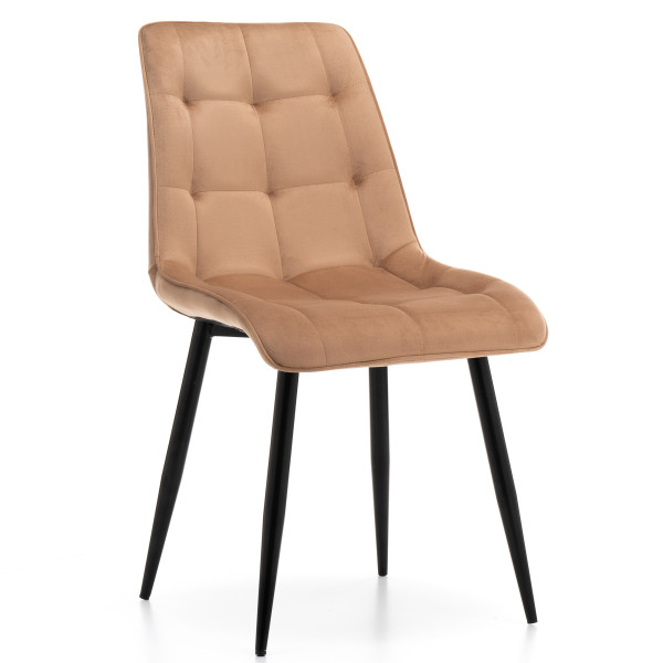 Krzesło tapicerowane welurowe CHIC velvet aksamit beżowy, 1004744