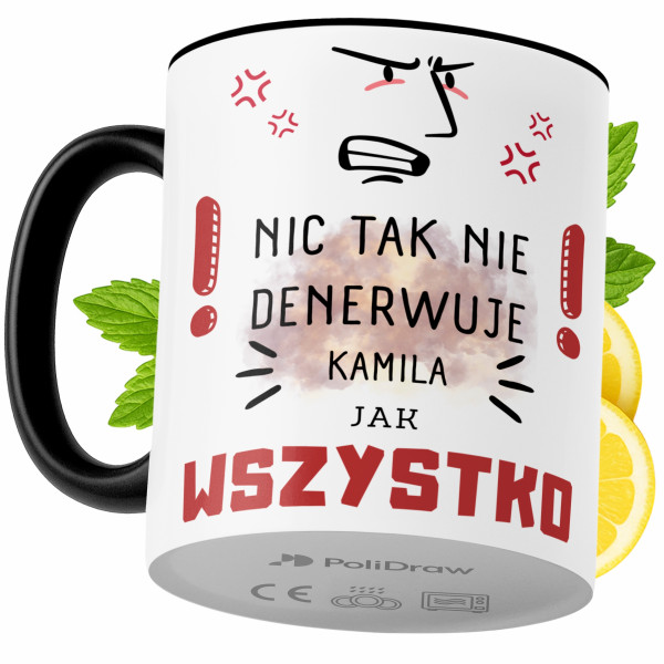 Kubek Dla Kamila na Prezent z Nadrukiem ze Zdjęciem 330 ml Czarny, 10047467