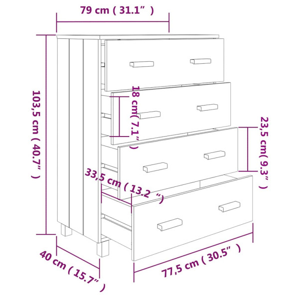 Szafka Biały 79 x 40 x 103.5 cm Lite drewno sosnowe vidaXL, 10058808
