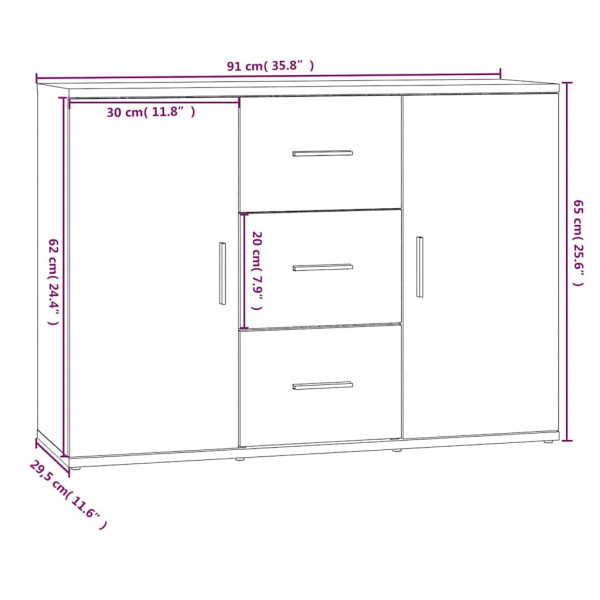 Komoda Szary 91 x 29.5 x 65 cm Materiał drewnopochodny vidaXL, 10058858