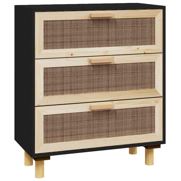 Komoda Czarny 60 x 30 x 70 cm Lite drewno sosnowe vidaXL, 10063470