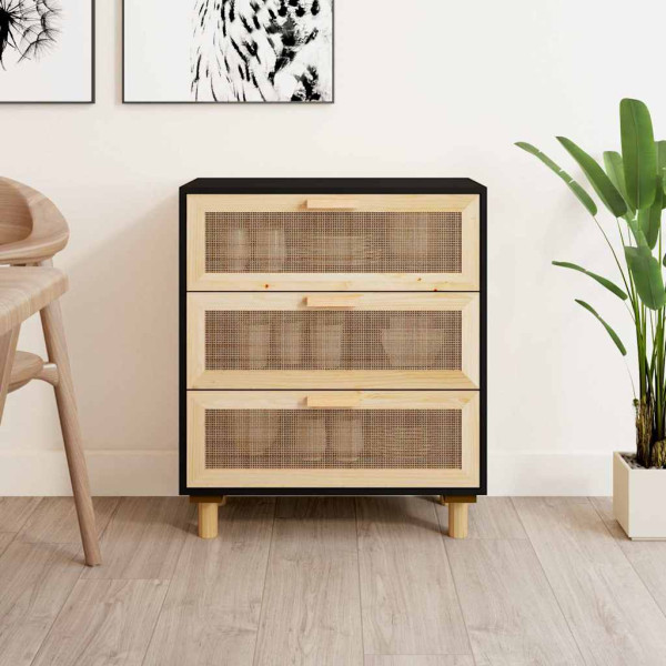 Komoda Czarny 60 x 30 x 70 cm Lite drewno sosnowe vidaXL, 10063471