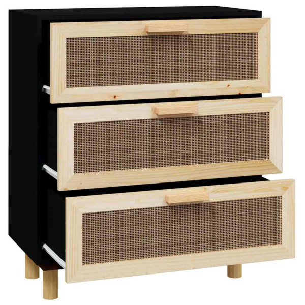 Komoda Czarny 60 x 30 x 70 cm Lite drewno sosnowe vidaXL, 10063472