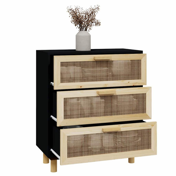 Komoda Czarny 60 x 30 x 70 cm Lite drewno sosnowe vidaXL, 10063476