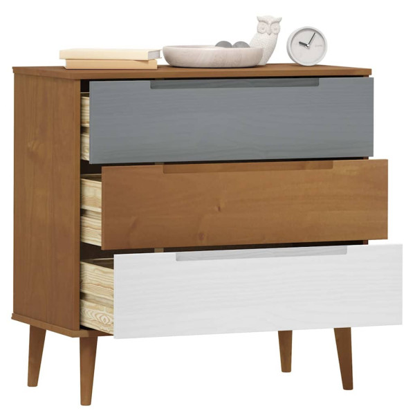 Szafka z szufladami Brąz 80 x 40 x 80 cm Lite drewno sosnowe vidaXL, 10063486