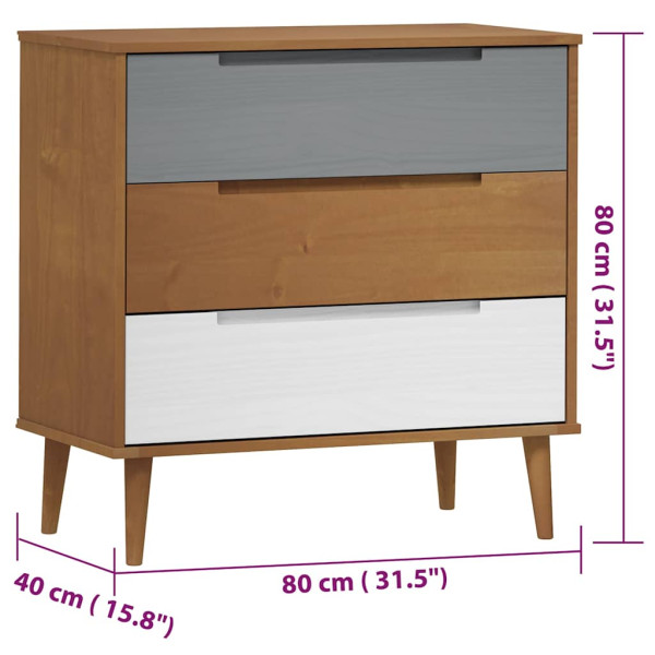 Szafka z szufladami Brąz 80 x 40 x 80 cm Lite drewno sosnowe vidaXL, 10063487