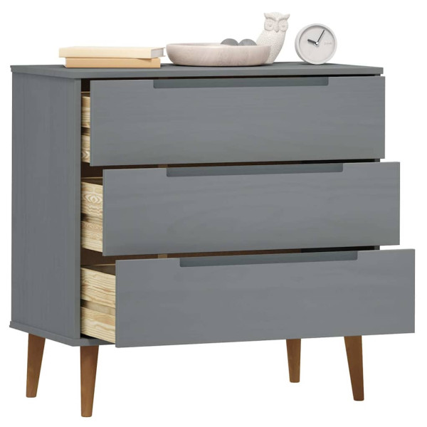 Szafka z szufladami Szary 80 x 40 x 80 cm Lite drewno sosnowe vidaXL, 10063495