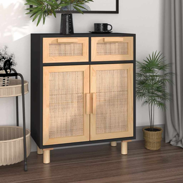 Komoda Czarny 60 x 30 x 75 cm Lite drewno sosnowe vidaXL, 10063557
