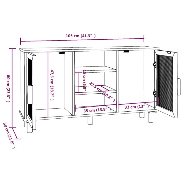 Szafka Brąz 105 x 30 x 60 cm Lite drewno sosnowe vidaXL, 10063680