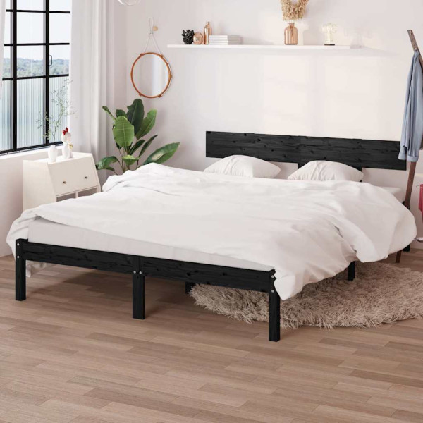 Rama łóżka Czarny 206.5 x 125.5 x 70 cm Lite drewno sosnowe vidaXL, 10090509