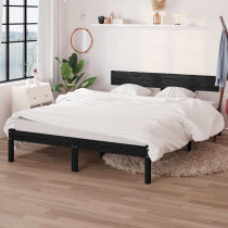 Rama łóżka Czarny 206.5 x 125.5 x 70 cm Lite drewno sosnowe vidaXL