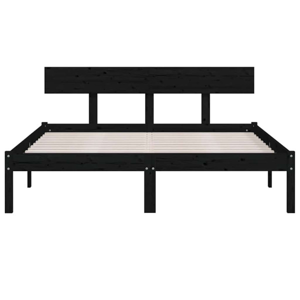 Rama łóżka Czarny 206.5 x 125.5 x 70 cm Lite drewno sosnowe vidaXL, 10090511