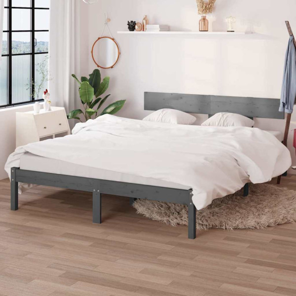 Rama łóżka Szary 206.5 x 205.5 x 70 cm Lite drewno sosnowe vidaXL, 10090549
