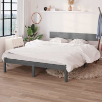 Rama łóżka Szary 206.5 x 205.5 x 70 cm Lite drewno sosnowe vidaXL