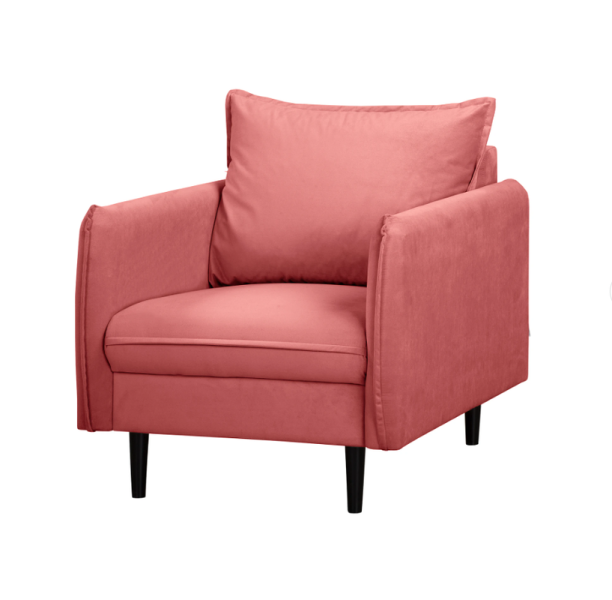Ropez Juli fotel wysokie nogi tkanina plusz różowy, 1010848