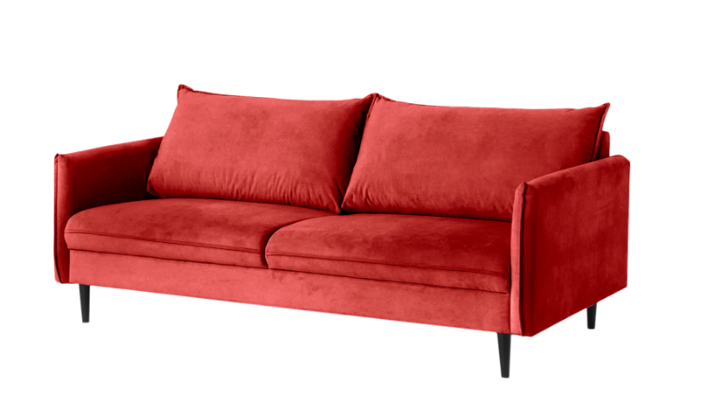 Ropez Juli sofa 3 osobowa wysokie nogi plusz czerwony, 1011499