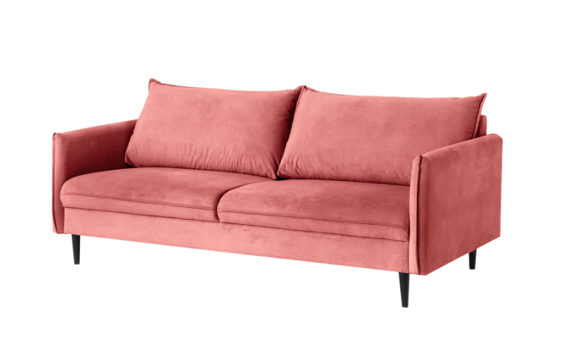 Ropez Juli sofa 3 osobowa wysokie nogi tkanina plusz różowy, 1011703