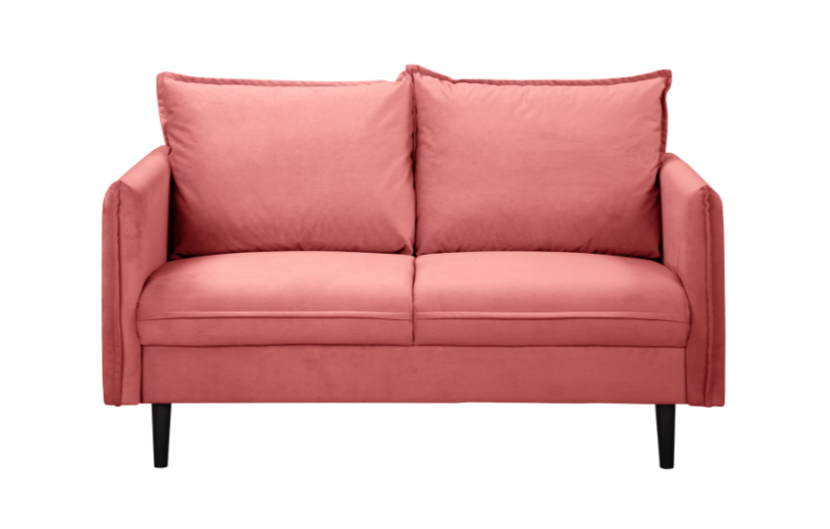 Ropez Juli sofa 2 osobowa wysokie nogi tkanina plusz różowy, 1011725