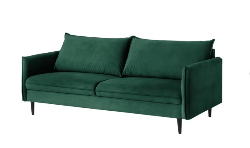Ropez Juli sofa 3 osobowa wysokie nogi tkanina welur zielony, 1011814