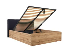 zestaw łóżko Tetrix 160 z wezgłowiem tapicerowanym i szafki nocne dąb wotan/biały połysk