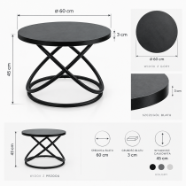 STOLIK KAWOWY DO SALONU OKRĄGŁY NOWOCZESNY DESIGN GALAXY MAX fi60 cm CZARNY