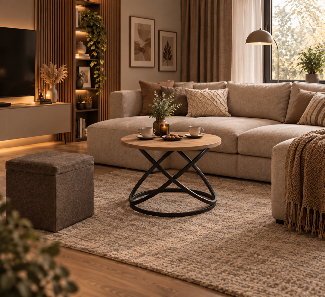 STOLIK KAWOWY DO SALONU OKRĄGŁY NOWOCZESNY DESIGN GALAXY MAX fi 60 cm DĄB, 10146700